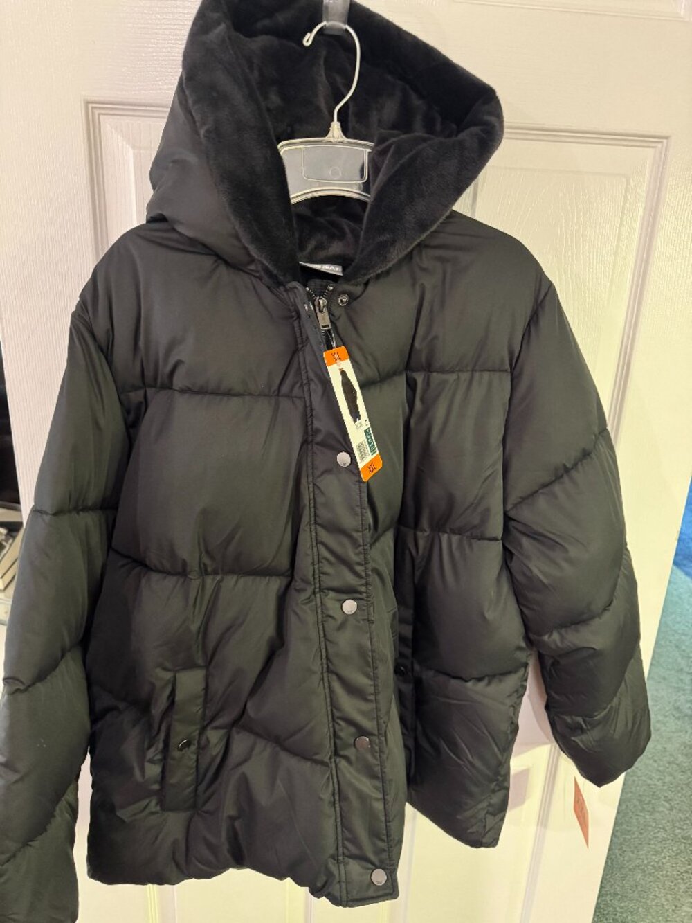 NWT 32 Degrees Heat Women's Hooded Puffer Jacket Black XXL